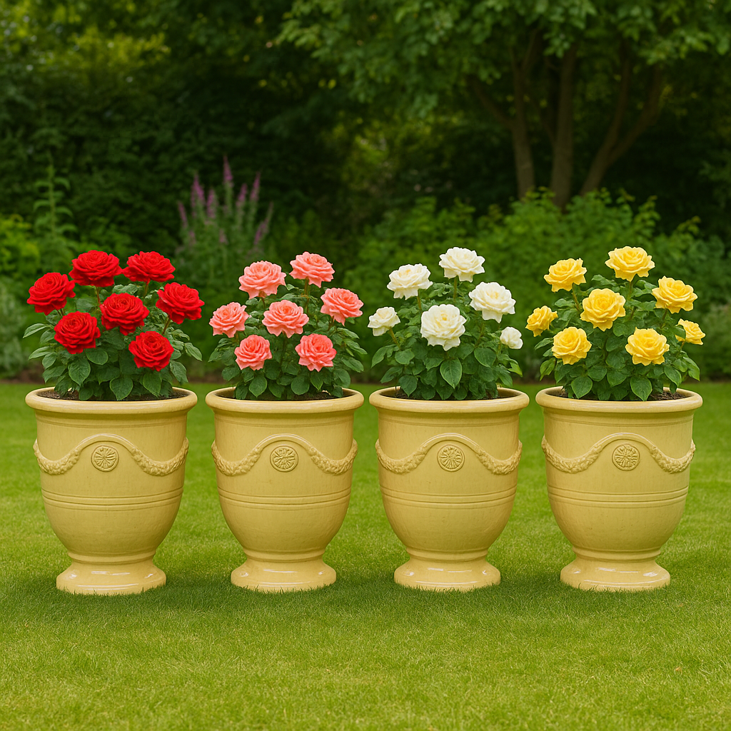 Blumentopf, Pflanzgefäß 4er Set Anduze beige 48x52cm, B-Ware (Speditionsartikel)