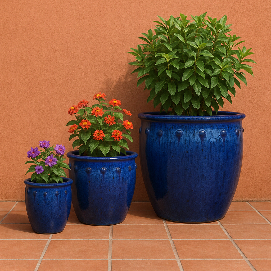 Blumentopf, Pflanzgefäß Bordo blau 37x37cm - tucano-hamburg