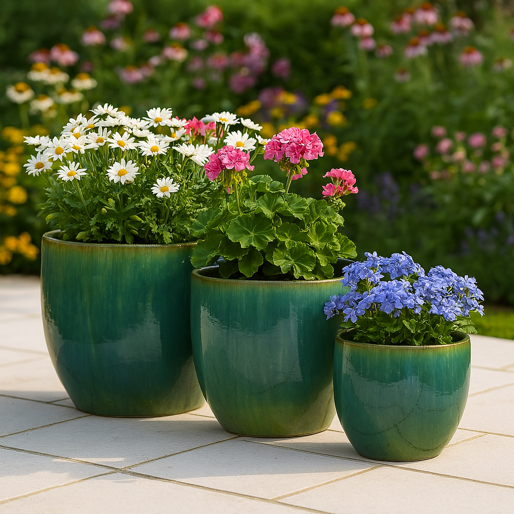 Blumentopf, Pflanzgefäß Eiertopf grün/blau 30x25cm - tucano-hamburg