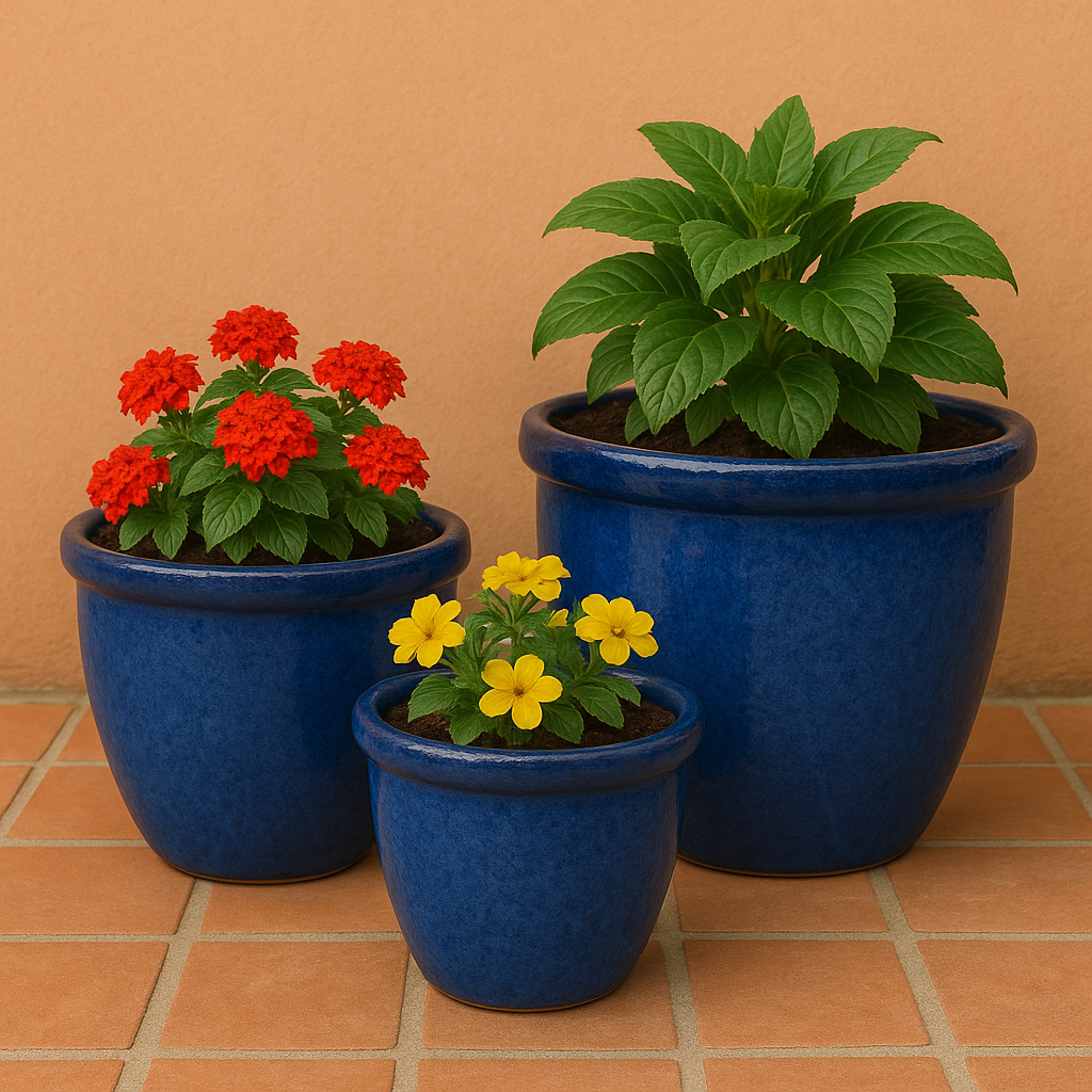 Blumentopf, Pflanzgefäß Farmer blau 36x33cm