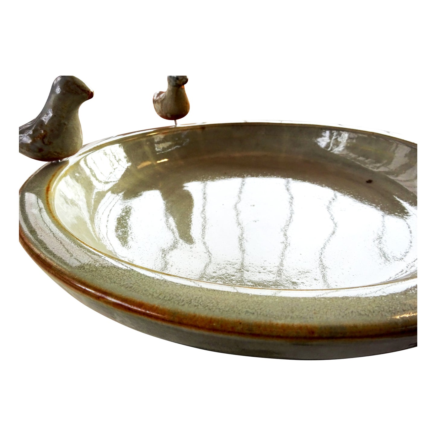 Vogelbad glasiert in weiß/grau - tucano-hamburg