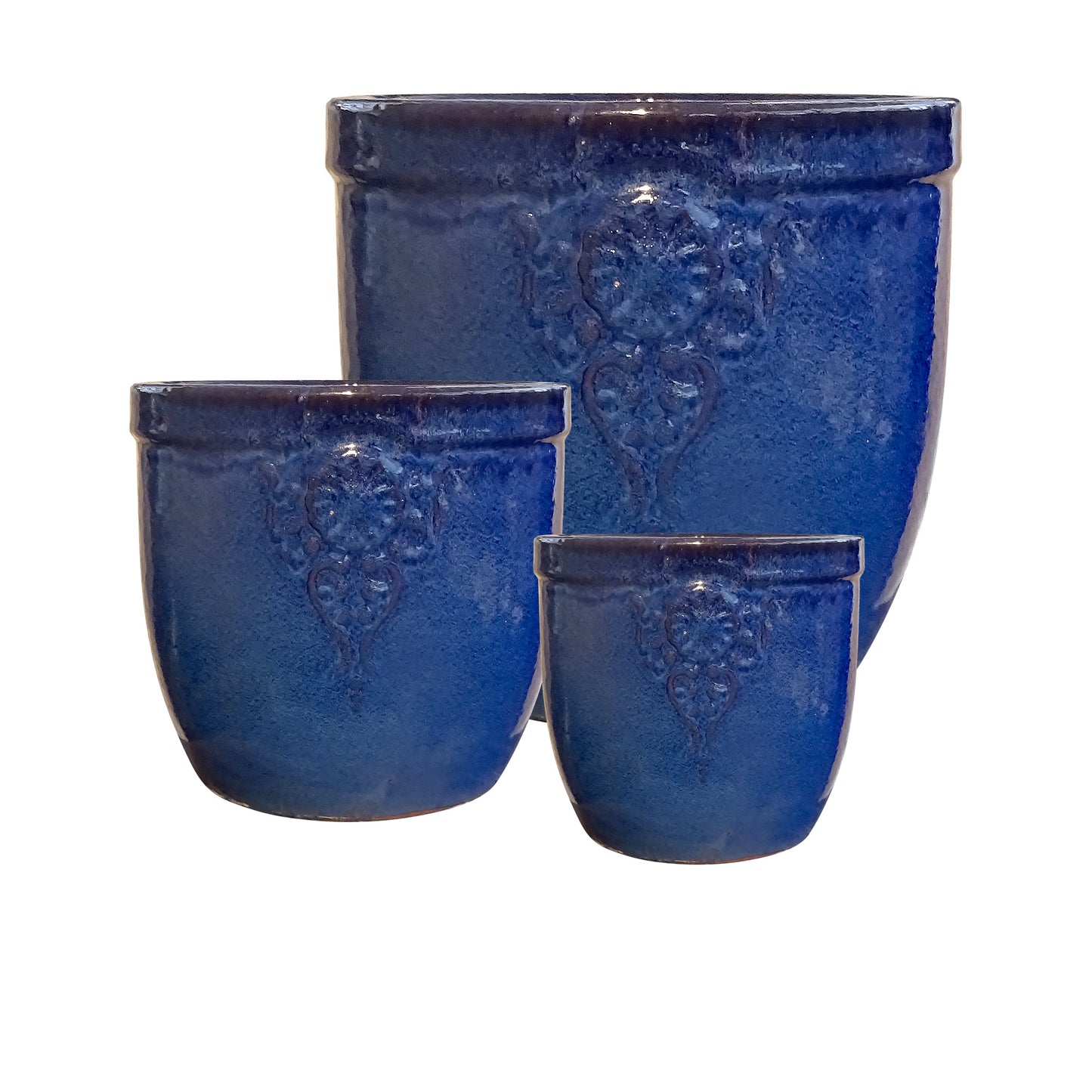 Blumentopf, Pflanzgefäß Blumenemblem blau 32x28cm - tucano-hamburg