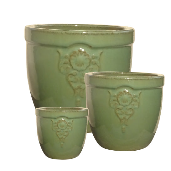 Blumentopf, Pflanzgefäß Blumenemblem jade 19x17cm - tucano-hamburg