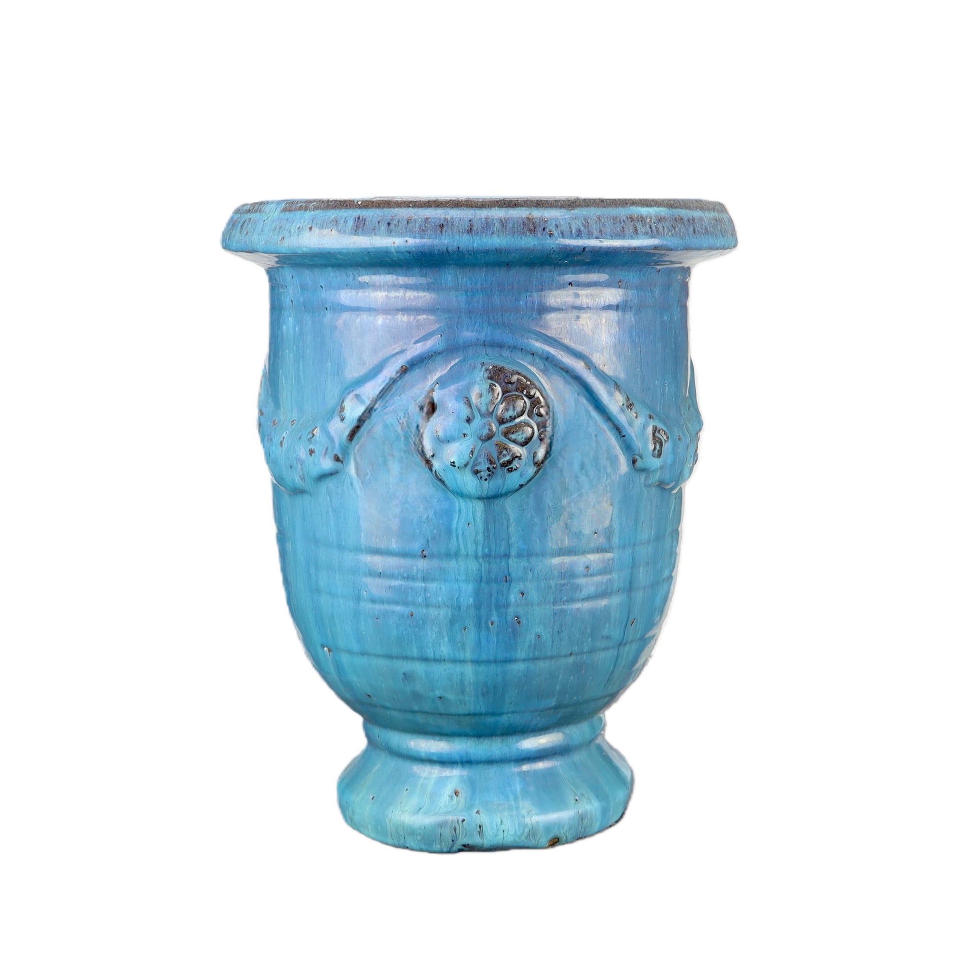 Blumentopf / Pflanzgefäß „3er Set Anduze“ – Glasierte Steinguttöpfe Grün/Blau frostfest & handgefertigt - tucano-hamburg