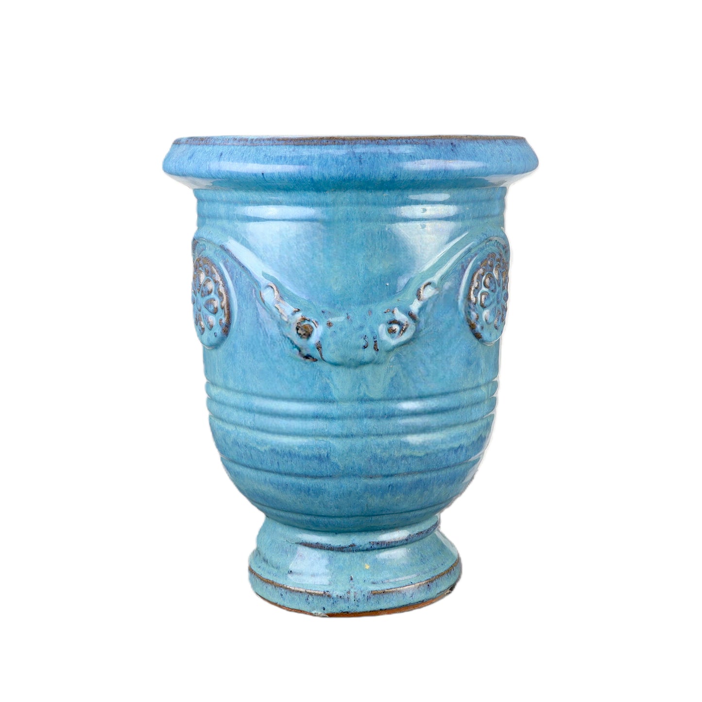 Blumentopf / Pflanzgefäß „3er Set Anduze“ – Glasierte Steinguttöpfe Grün/Blau frostfest & handgefertigt - tucano-hamburg