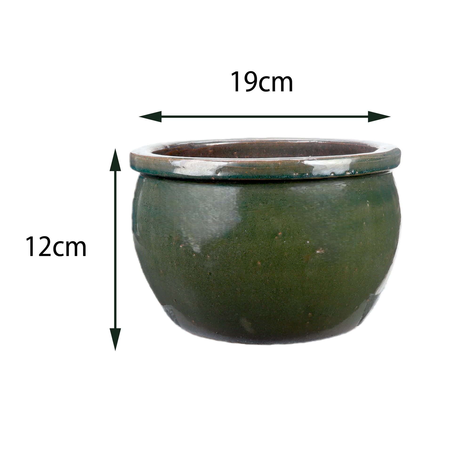 Blumentopf / Pflanzgefäß „Bamboo“ – Glasierter Steinguttopf in Dunkelgrün 19x12 cm, frostfest & handgefertigt - tucano-hamburg