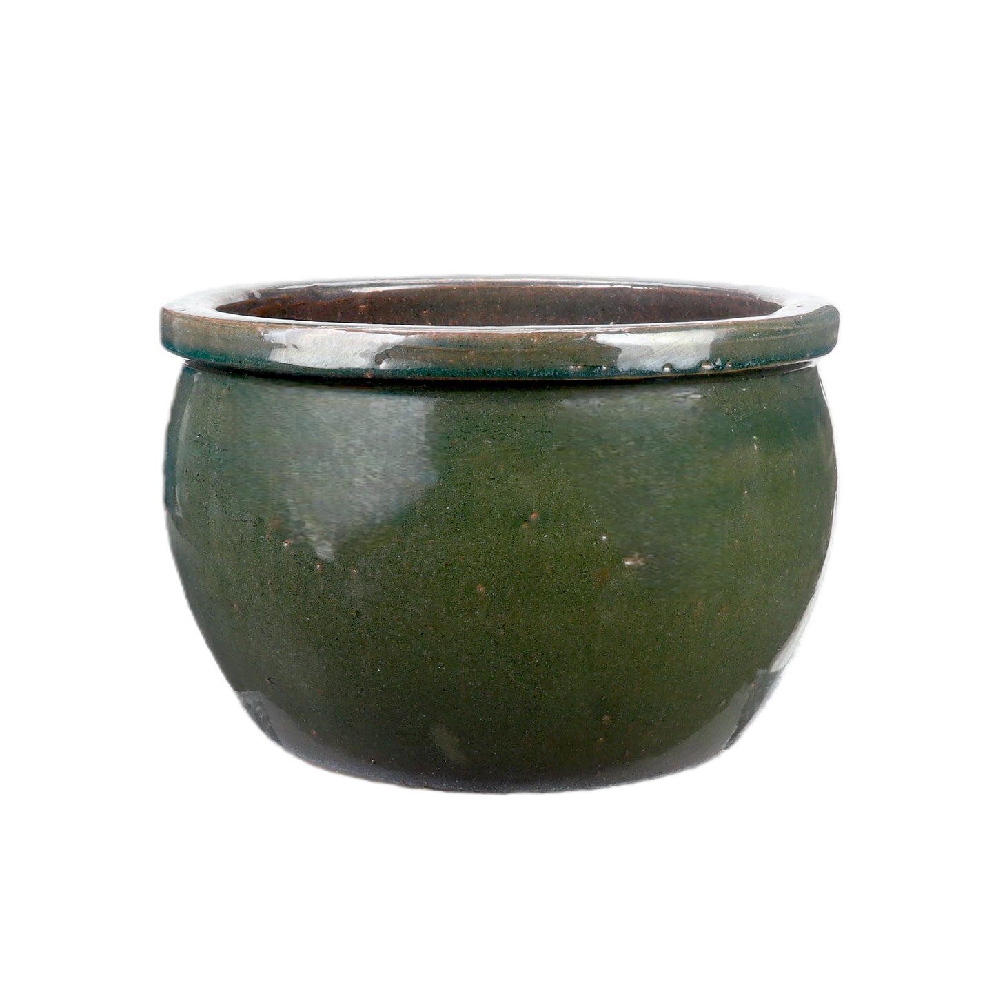 Blumentopf / Pflanzgefäß „Bamboo“ – Glasierter Steinguttopf in Dunkelgrün 39x25 cm, frostfest & handgefertigt - tucano-hamburg