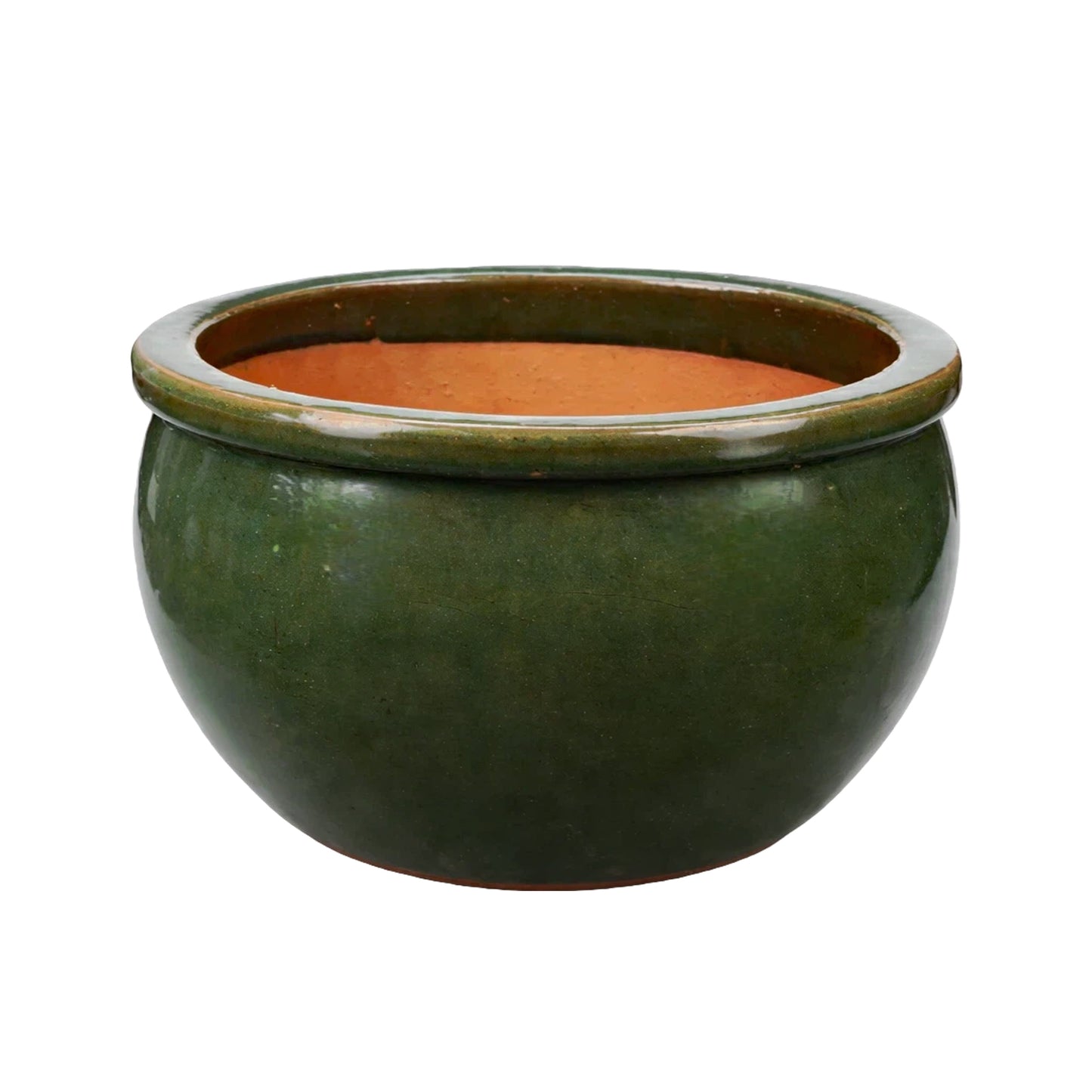 Blumentopf / Pflanzgefäß „Bamboo“ – Glasierter Steinguttopf in Dunkelgrün 39x25 cm, frostfest & handgefertigt - tucano-hamburg