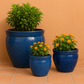 Blumentopf, Pflanzgefäß Bamboo hoch blau 20x19cm