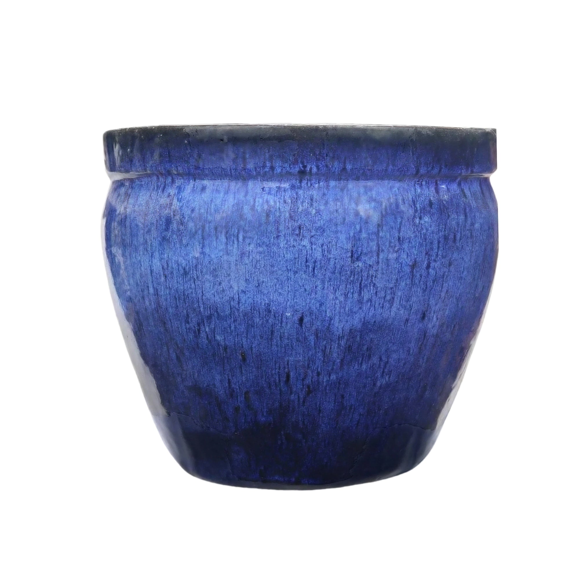 Blumentopf / Pflanzgefäß „Bamboo Hoch“ – Glasierter Steinguttopf Blau 38x30 cm, frostfest & handgefertigt - tucano-hamburg