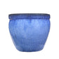 Blumentopf / Pflanzgefäß „Bamboo Hoch“ – Glasierter Steinguttopf Blau 38x30 cm, frostfest & handgefertigt - tucano-hamburg