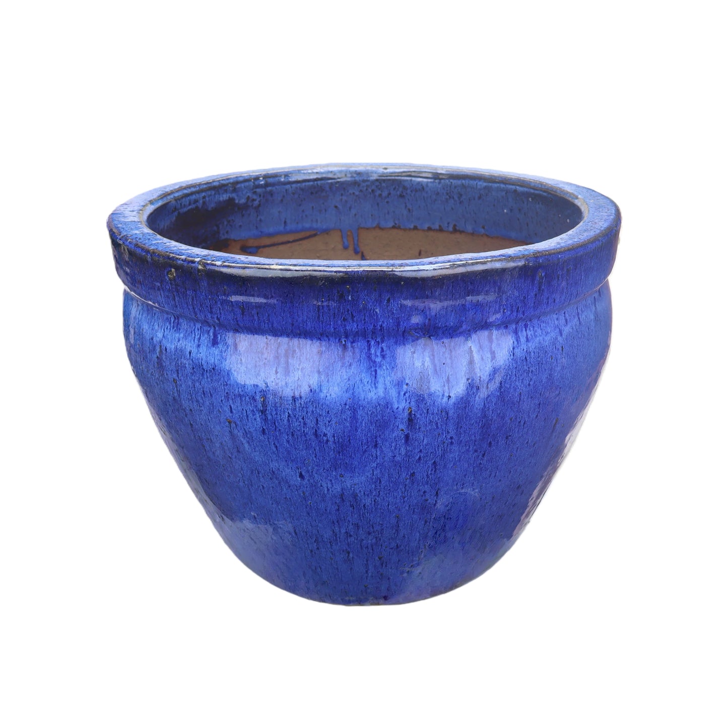 Blumentopf / Pflanzgefäß „Bamboo Hoch“ – Glasierter Steinguttopf Blau 38x30 cm, frostfest & handgefertigt - tucano-hamburg