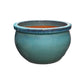 Blumentopf / Pflanzgefäß „Bamboo“ – Glasierter Steinguttopf Grün/Blau 39x25 cm, frostfest & handgefertigt - tucano-hamburg