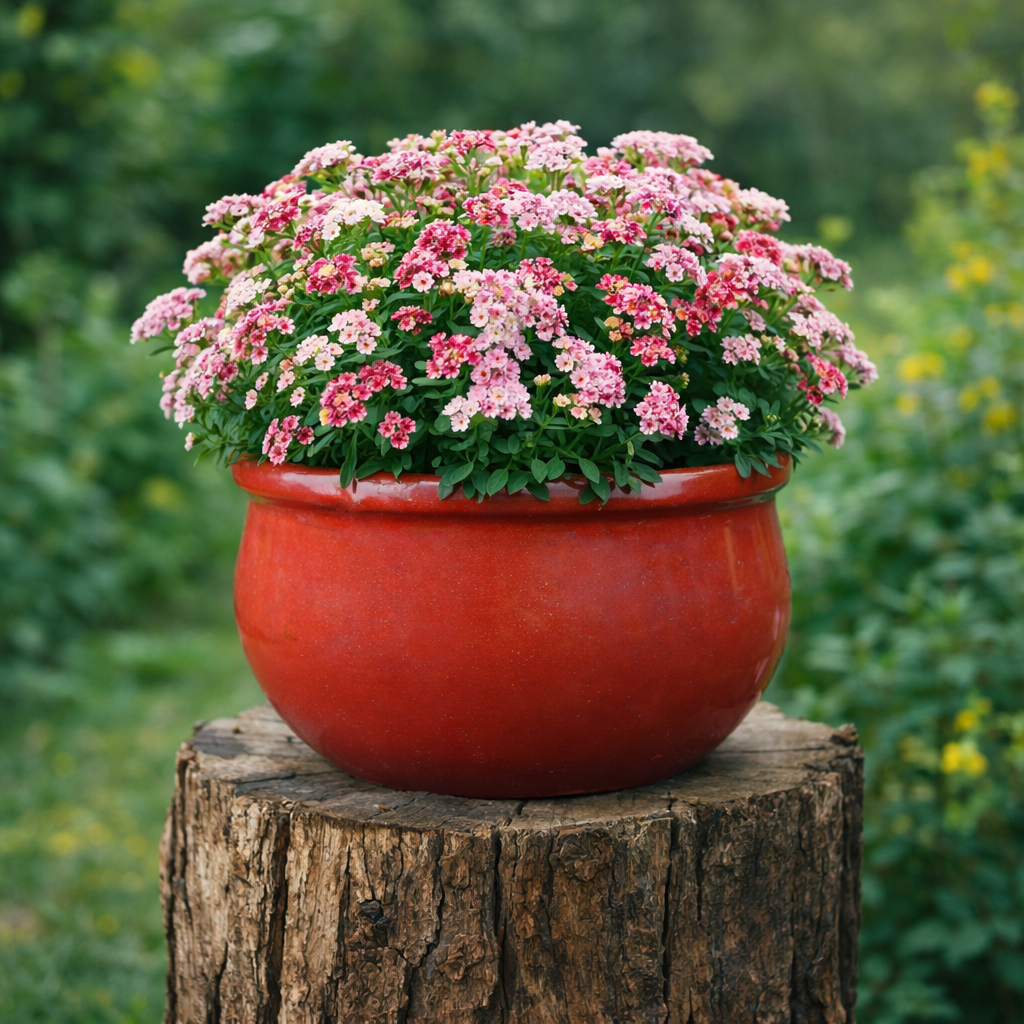 Blumentopf / Pflanzgefäß „Bamboo“ – Glasierter Steinguttopf Rot 37x24cm, frostfest & handgefertigt - tucano-hamburg