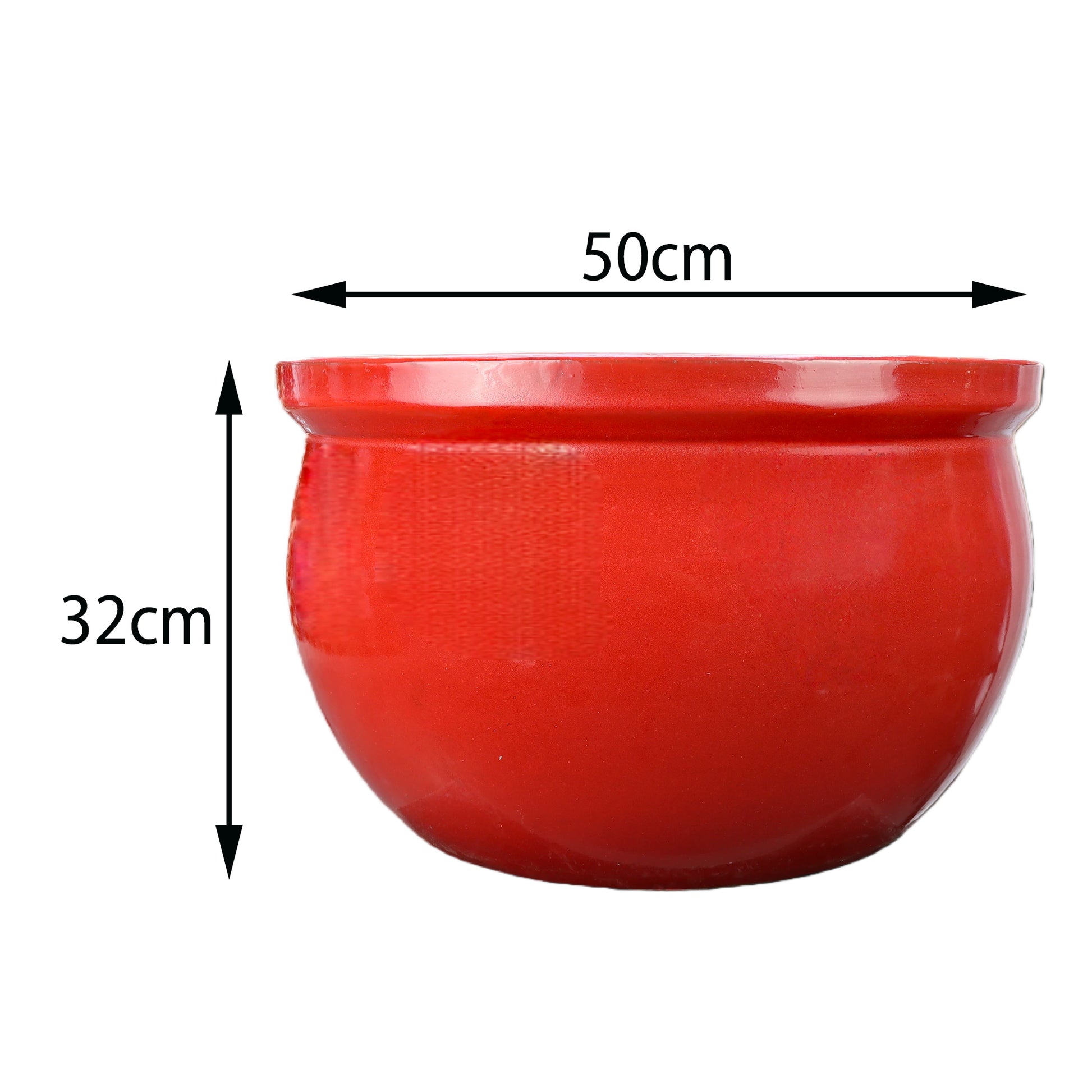 Blumentopf / Pflanzgefäß „Bamboo“ – Glasierter Steinguttopf Rot 50x32c