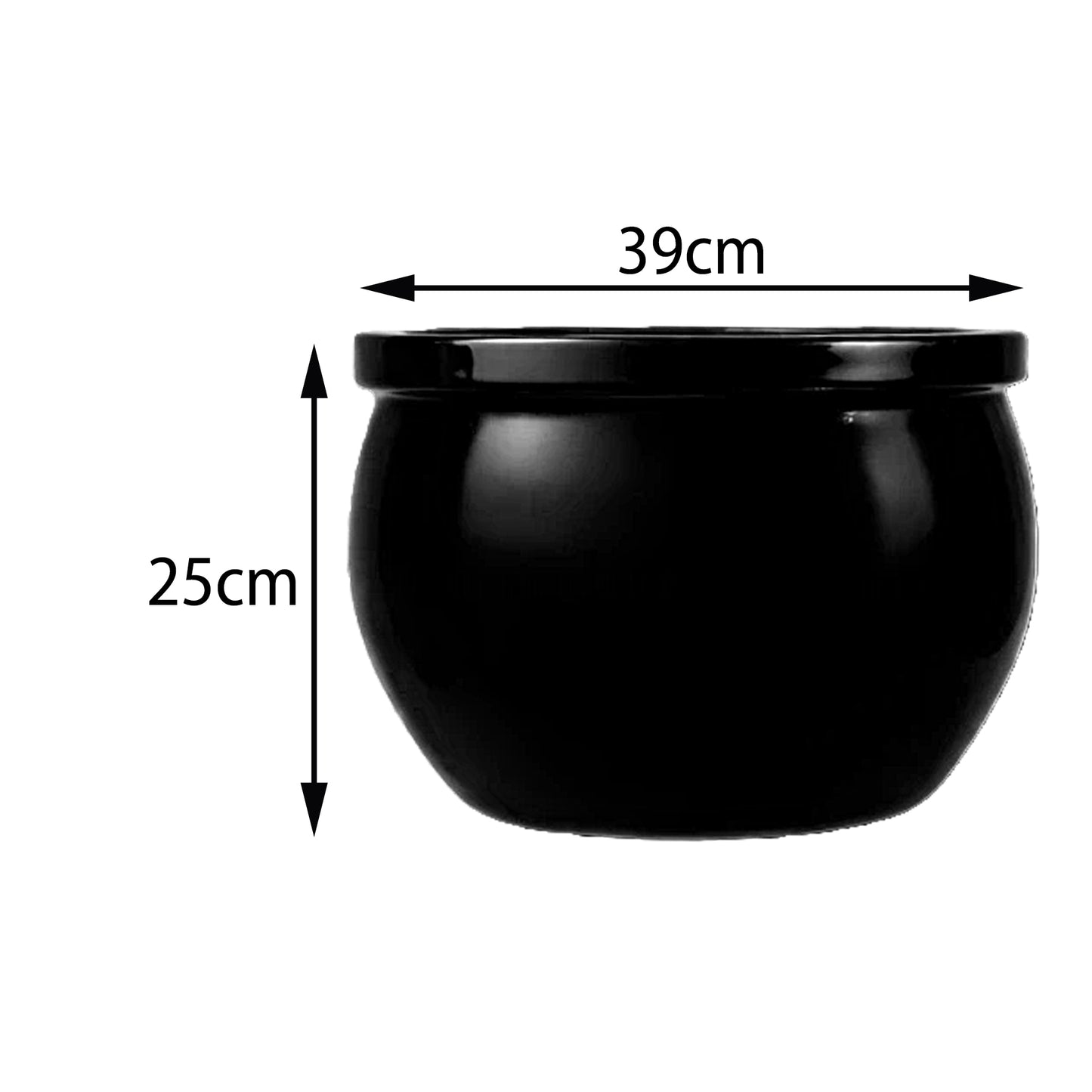 Blumentopf / Pflanzgefäß „Bamboo“ – Glasierter Steinguttopf Schwarz 39x25 cm, frostfest & handgefertigt - tucano-hamburg