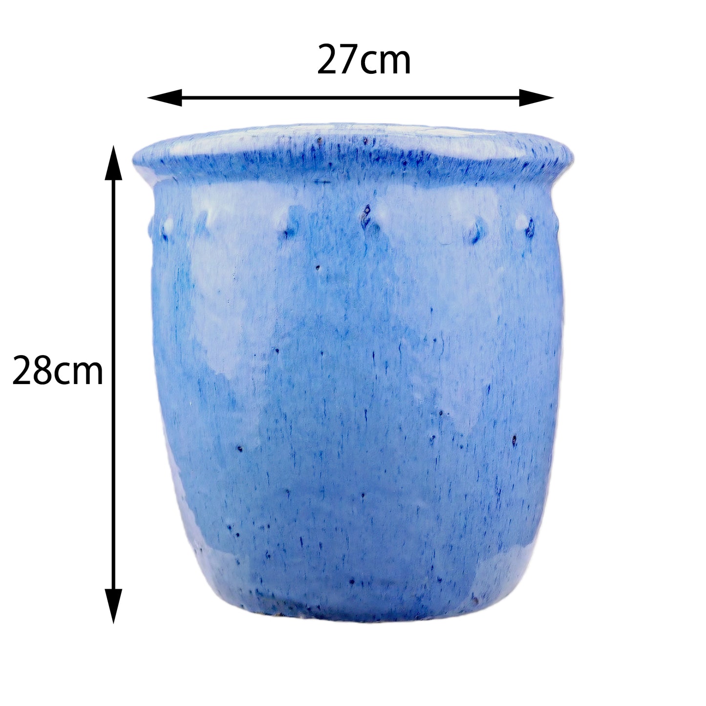 Blumentopf / Pflanzgefäß „Bordo“ – Glasierter Steinguttopf Blau 27x28 cm, frostfest & handgefertigt