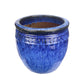 Blumentopf / Pflanzgefäß „Coin“ – Glasierter Steinguttopf Blau 26x25 cm, frostfest & handgefertigt