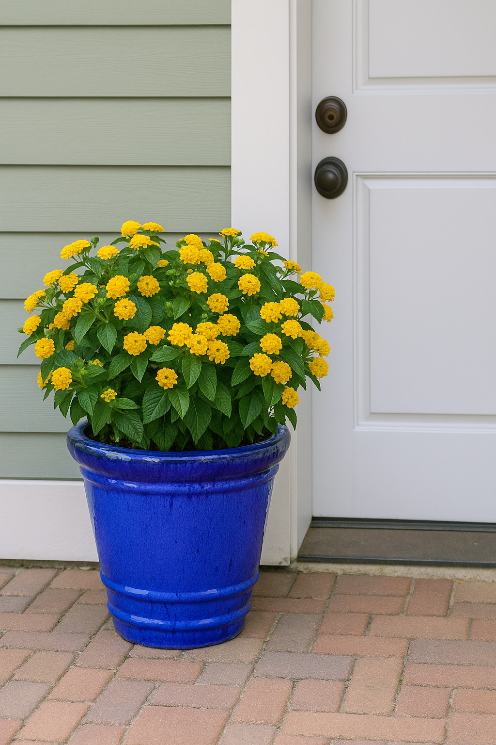Blumentopf / Pflanzgefäß „Conca“ – Glasierter Steinguttopf Blau 24x23 cm, frostfest & handgefertigt
