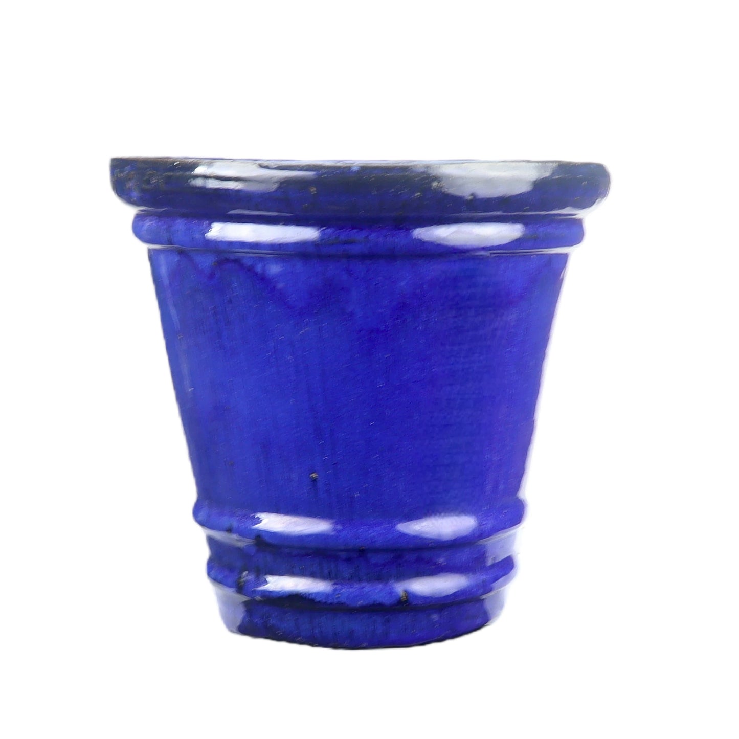 Blumentopf / Pflanzgefäß „Conca“ – Glasierter Steinguttopf Blau 24x23 cm, frostfest & handgefertigt