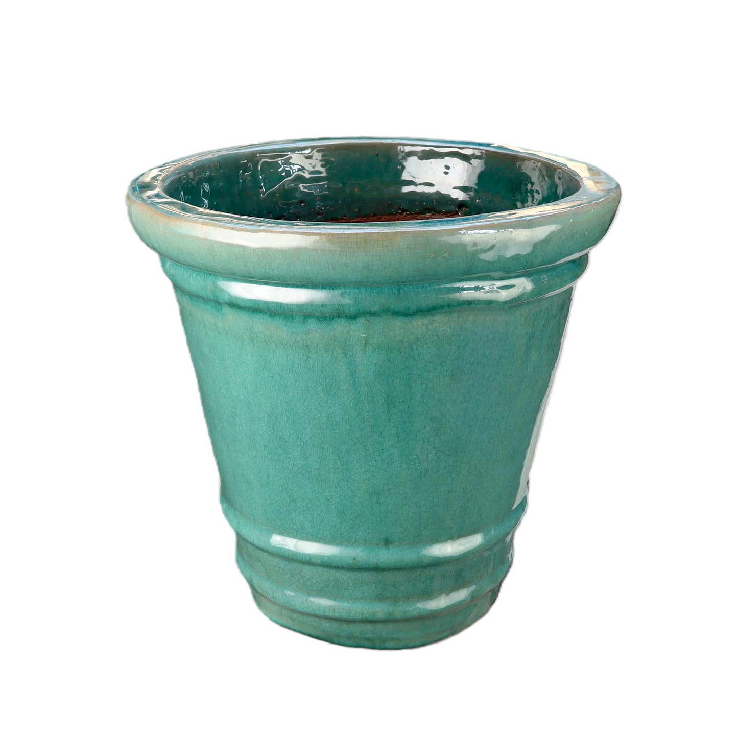 Blumentopf / Pflanzgefäß „Conca“ – Glasierter Steinguttopf Jade-Grün 43x40 cm, frostfest & handgefertigt - tucano-hamburg