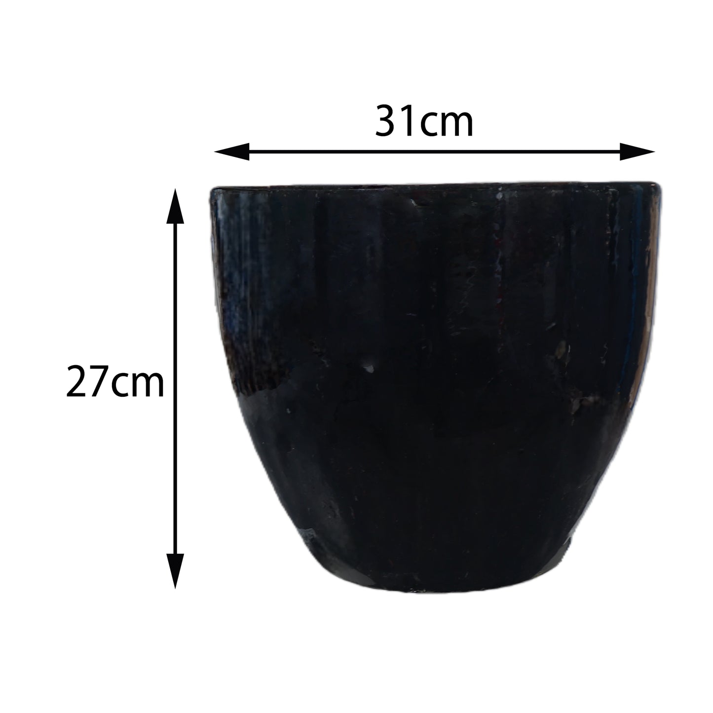 Blumentopf / Pflanzgefäß „Eiertopf“ – Glasierter Steinguttopf Schwarz 31x27 cm, frostfest & handgefertigt - tucano-hamburg