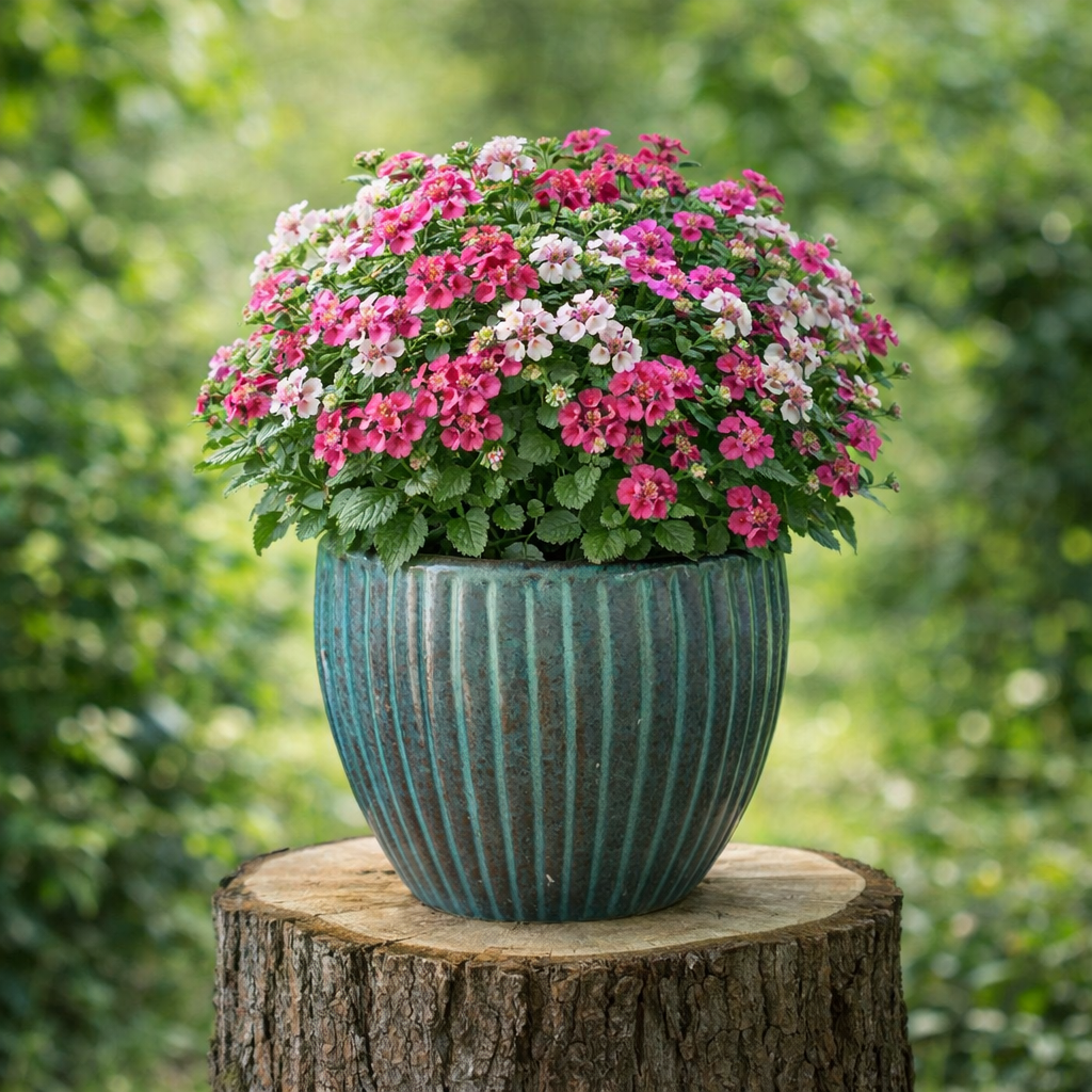 Blumentopf / Pflanzgefäß „Eiertopf Stripes“ – Glasierter Steinguttopf in Grün/Blau 35x31 cm, frostfest & handgefertigt - tucano-hamburg