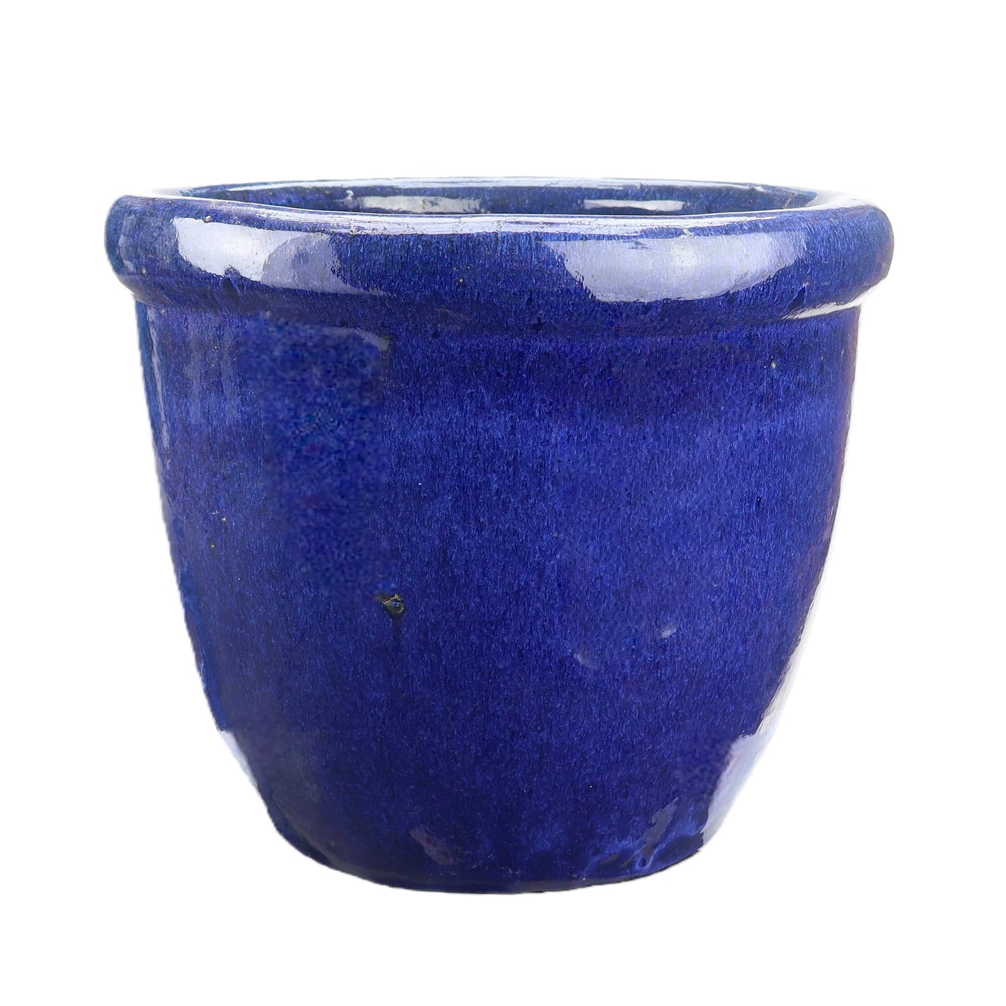 Blumentopf / Pflanzgefäß „Farmer“ – Glasierter Steinguttopf Blau 36x33 cm, frostfest & handgefertigt