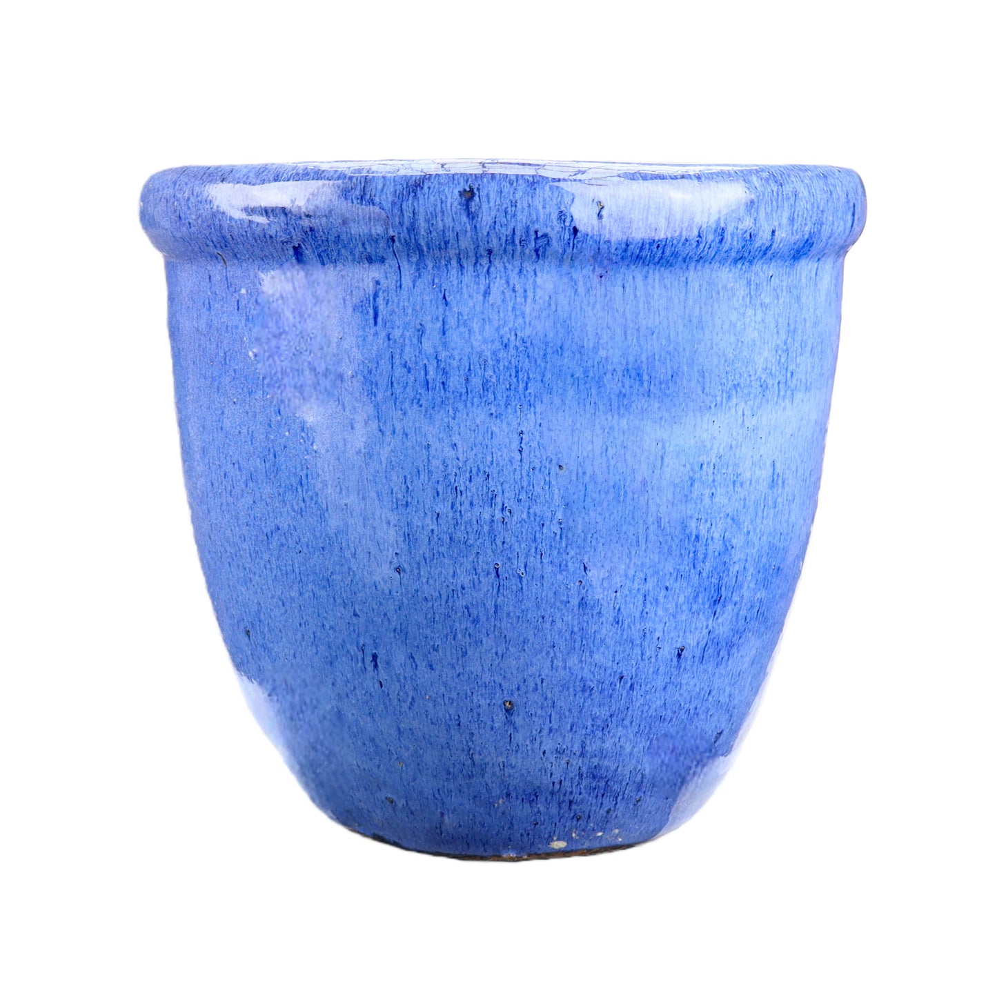 Blumentopf / Pflanzgefäß „Farmer“ – Glasierter Steinguttopf Blau 36x33 cm, frostfest & handgefertigt