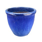 Blumentopf / Pflanzgefäß „Farmer“ – Glasierter Steinguttopf Blau 36x33 cm, frostfest & handgefertigt