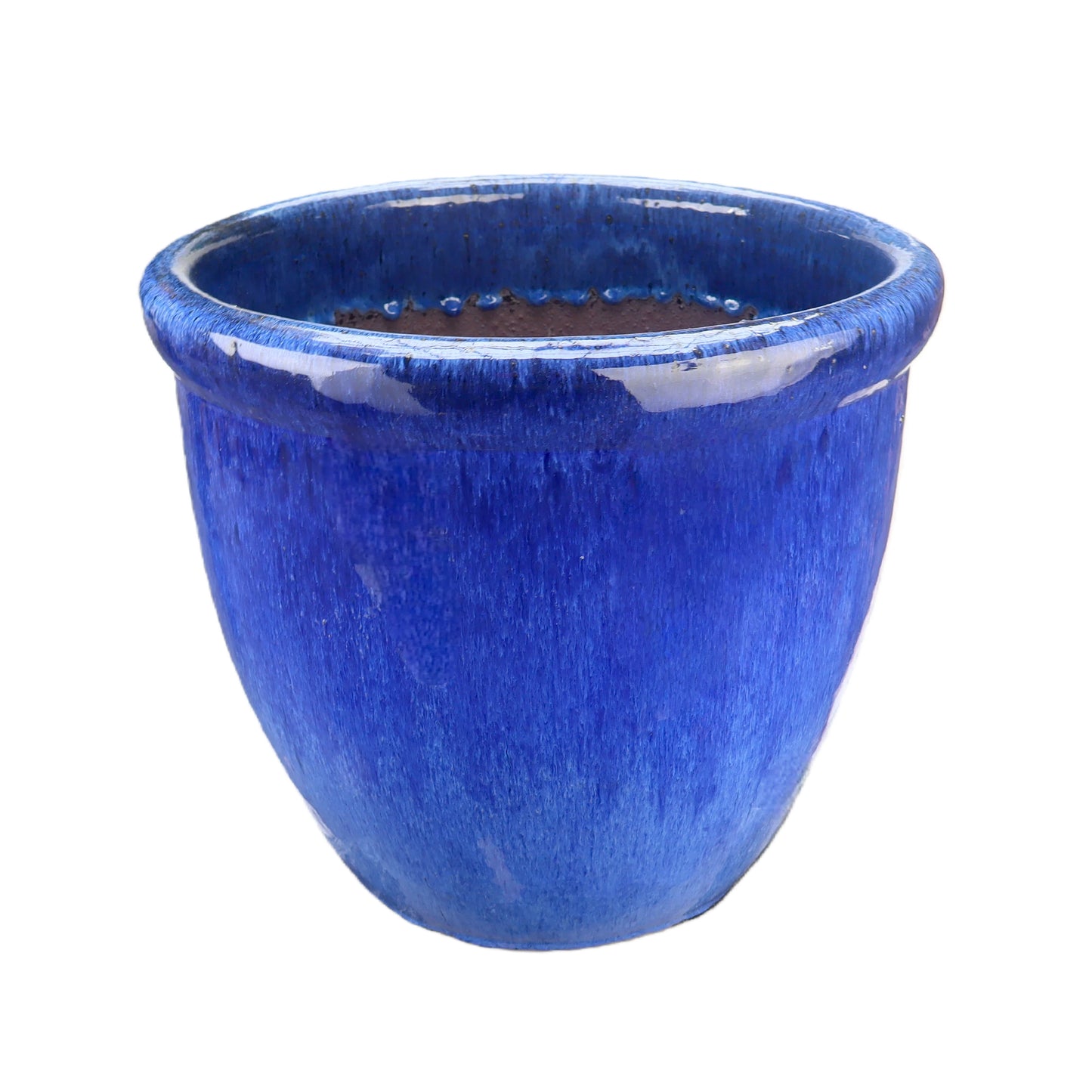 Blumentopf / Pflanzgefäß „Farmer“ – Glasierter Steinguttopf Blau 36x33 cm, frostfest & handgefertigt
