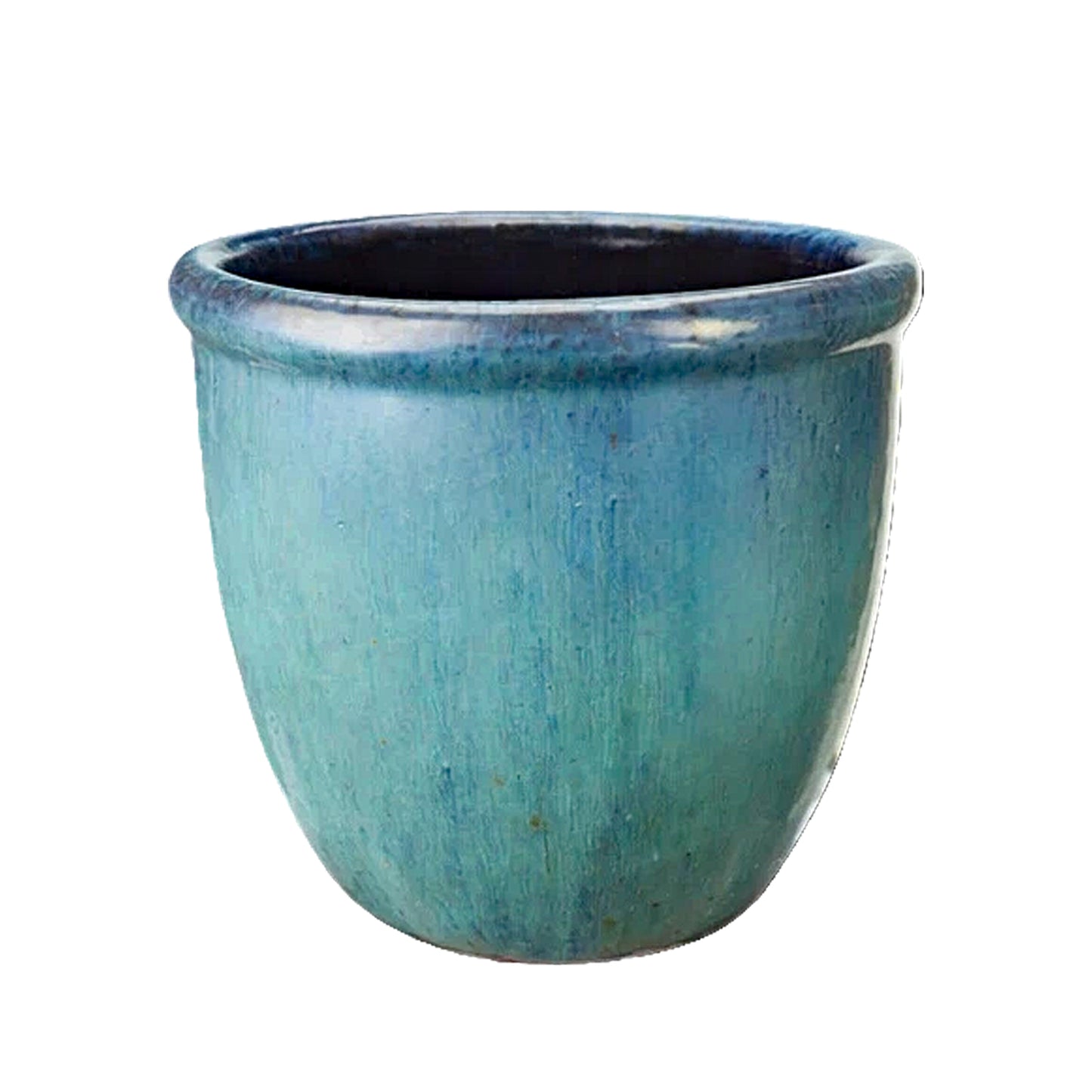 Blumentopf / Pflanzgefäß „Farmer“ – Glasierter Steinguttopf Grün/Blau 55x47cm, frostfest & handgefertigt (Speditionsartikel) - tucano-hamburg