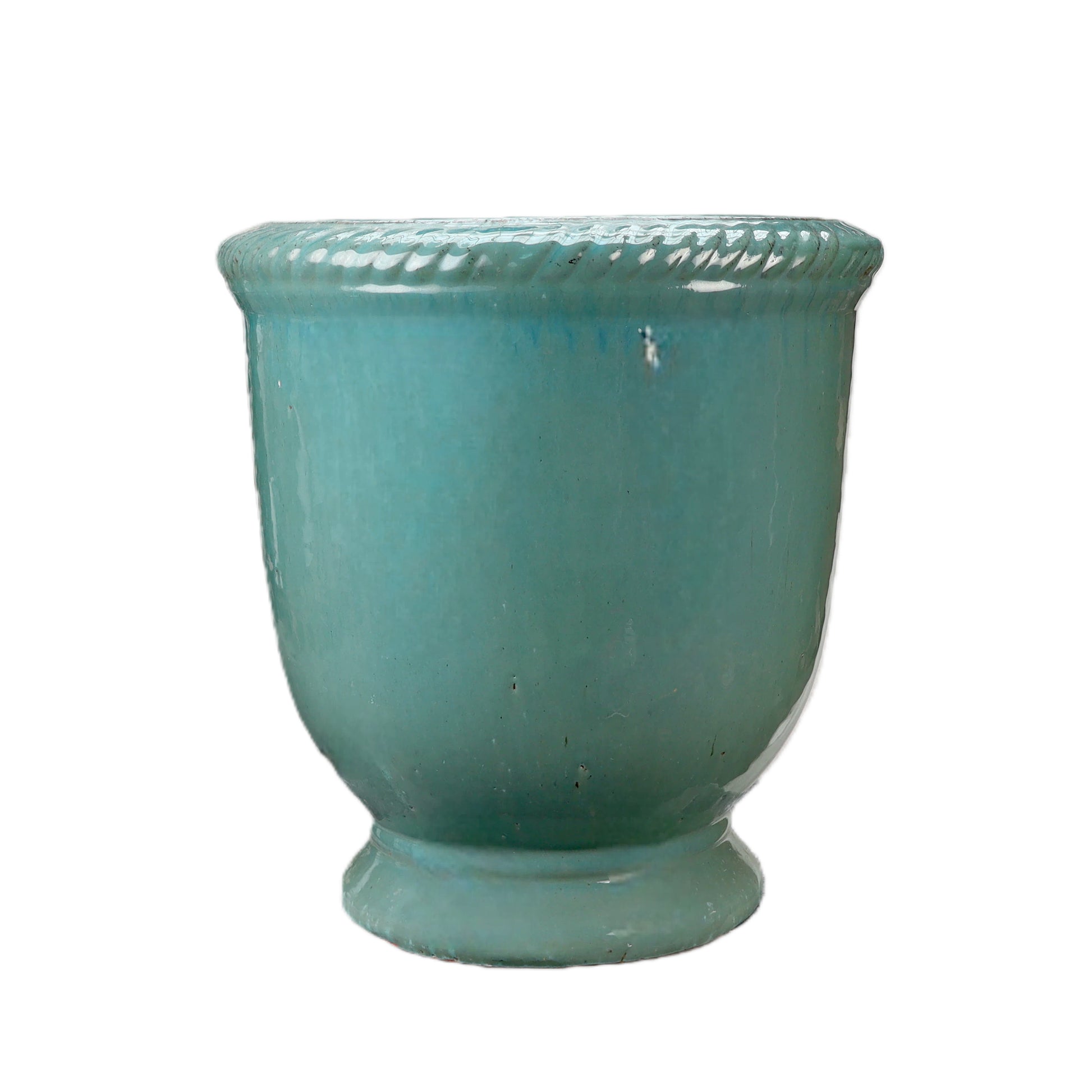 Blumentopf / Pflanzgefäß „Laurel“ – Glasierter Steinguttopf Jade-Grün 29x30cm, frostfest & handgefertigt B-Ware. - tucano-hamburg