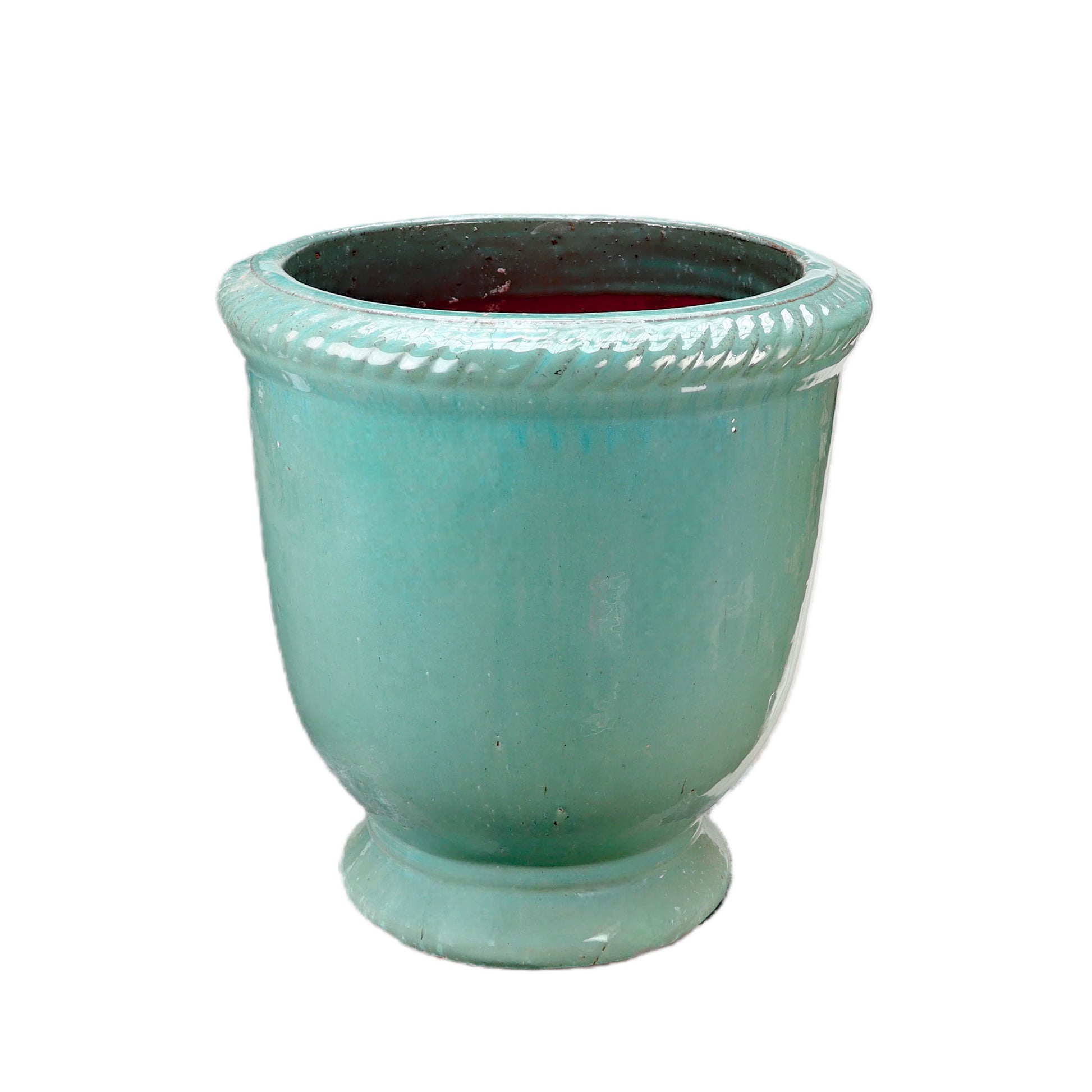 Blumentopf / Pflanzgefäß „Laurel“ – Glasierter Steinguttopf Jade-Grün 29x30cm, frostfest & handgefertigt B-Ware. - tucano-hamburg