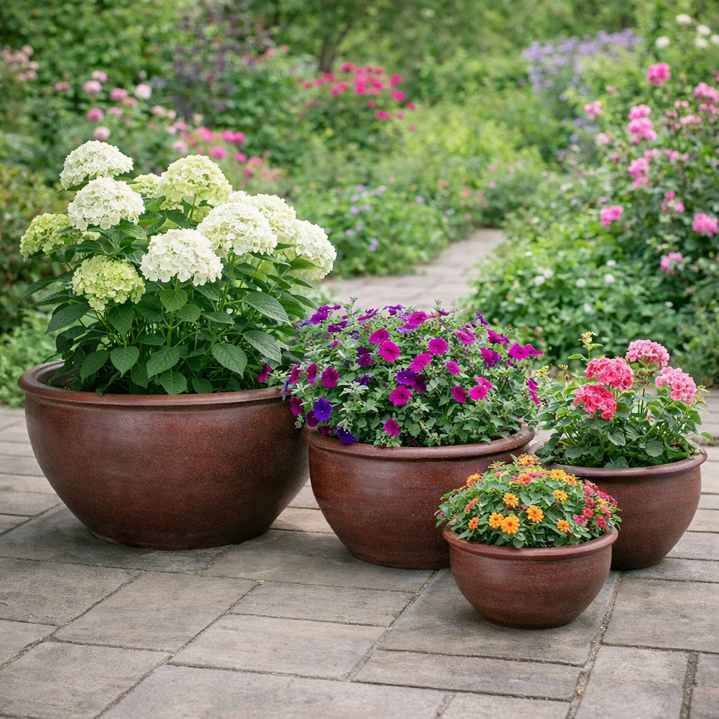 Blumentopf / Pflanzgefäß „Lotus Schale“ – Steinguttopf 50x22 cm, frostfest & handgefertigt - tucano-hamburg