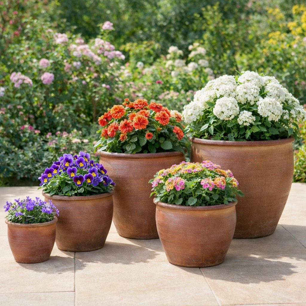 Blumentopf / Pflanzgefäß „Lotus Braun“ – Steinguttopf 47x36 cm, frostfest & handgefertigt - tucano-hamburg