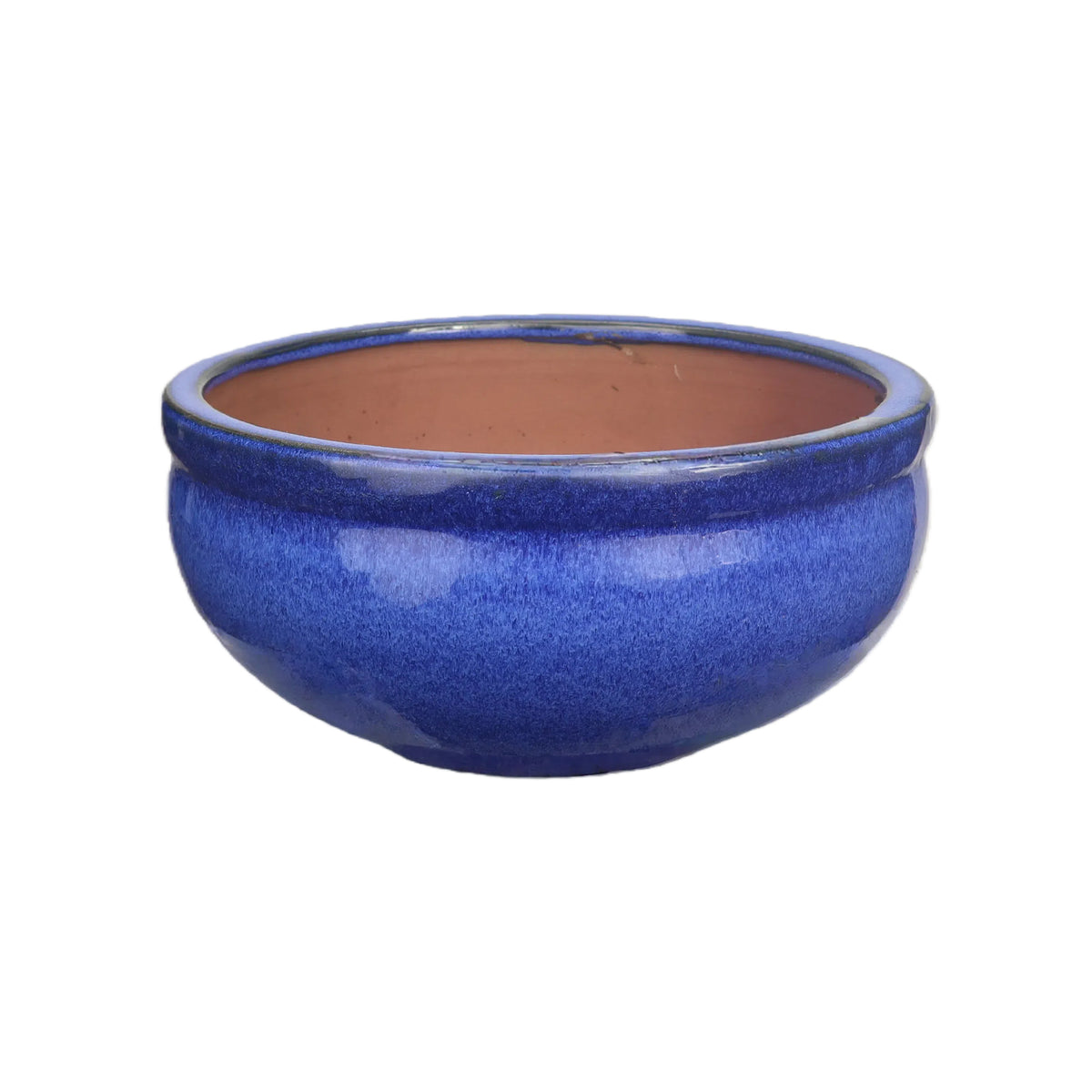 Blumentopf / Pflanzgefäß „Schale“ – Glasierter Steinguttopf Blau 25x12 cm, frostfest & handgefertigt