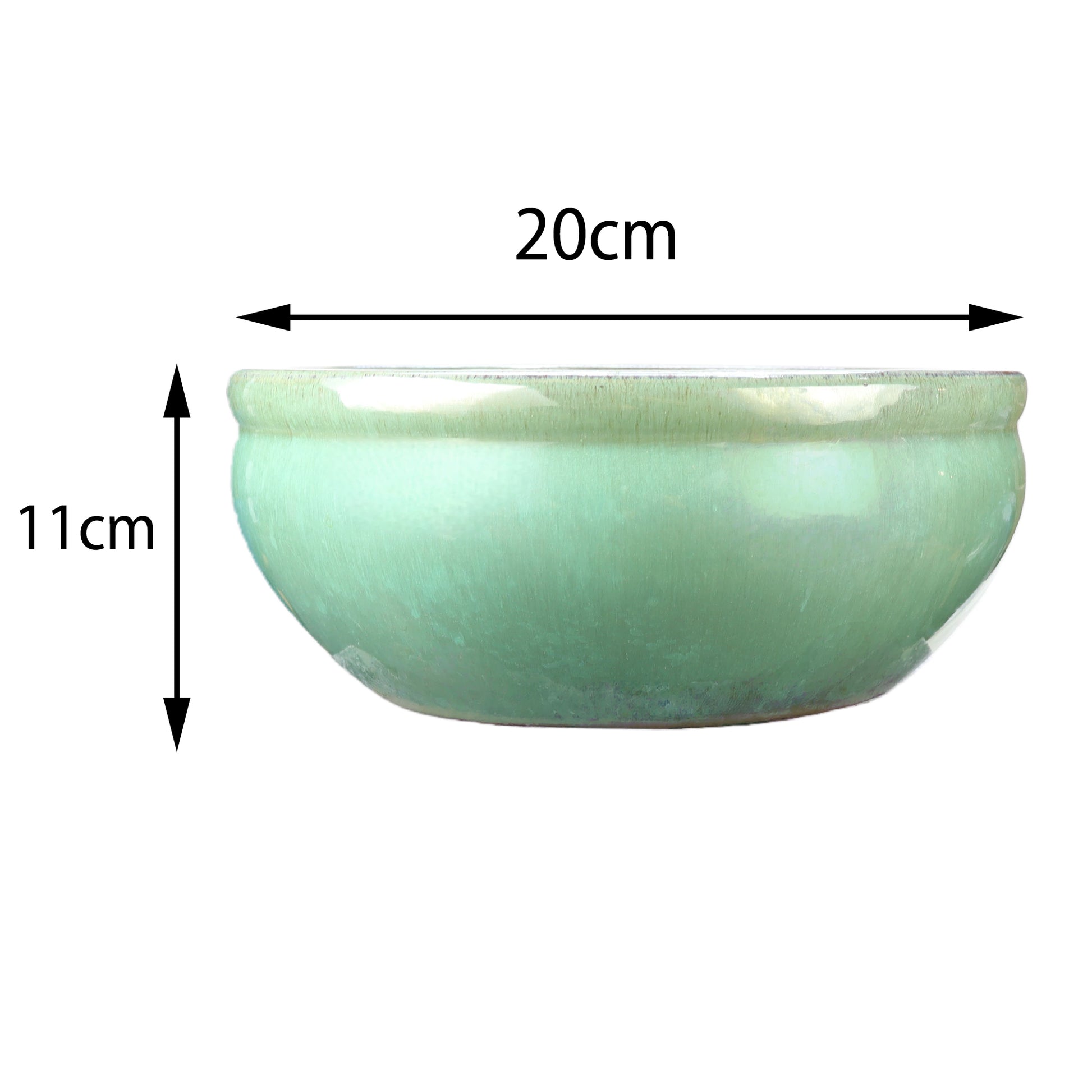 Blumentopf / Pflanzgefäß „Schale“ – Glasierter Steinguttopf Jade-Grün 20x11 cm, frostfest & handgefertigt - tucano-hamburg