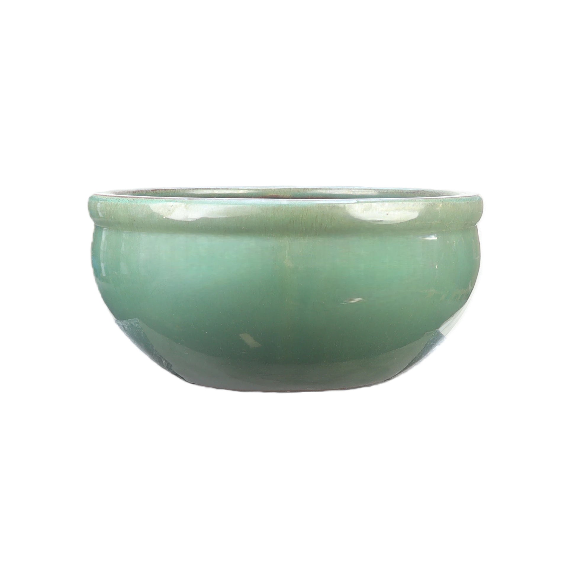 Blumentopf / Pflanzgefäß „Schale“ – Glasierter Steinguttopf Jade-Grün