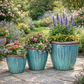Blumentopf / Pflanzgefäß „Verti“ – Glasierter Steinguttopf in Grün/Blau 38x37 cm, frostfest & handgefertigt - tucano-hamburg