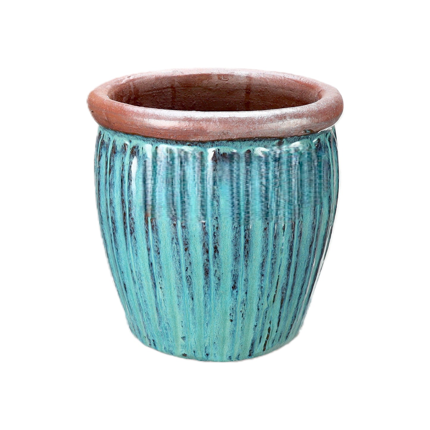 Blumentopf / Pflanzgefäß „Verti“ – Glasierter Steinguttopf in Grün/Blau 38x37 cm, frostfest & handgefertigt - tucano-hamburg