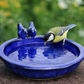 Vogeltränke aus glasiertem Steinzeug in Blau – handgemachtes, frostfestes Vogelbad für Garten & Balkon - tucano-hamburg