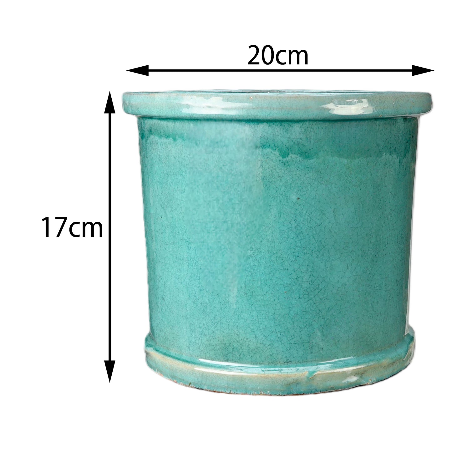 Blumentopf / Pflanzgefäß „Zylinder“ – Glasierter Steinguttopf Jade-Grün 20x17 cm, frostfest & handgefertigt - tucano-hamburg