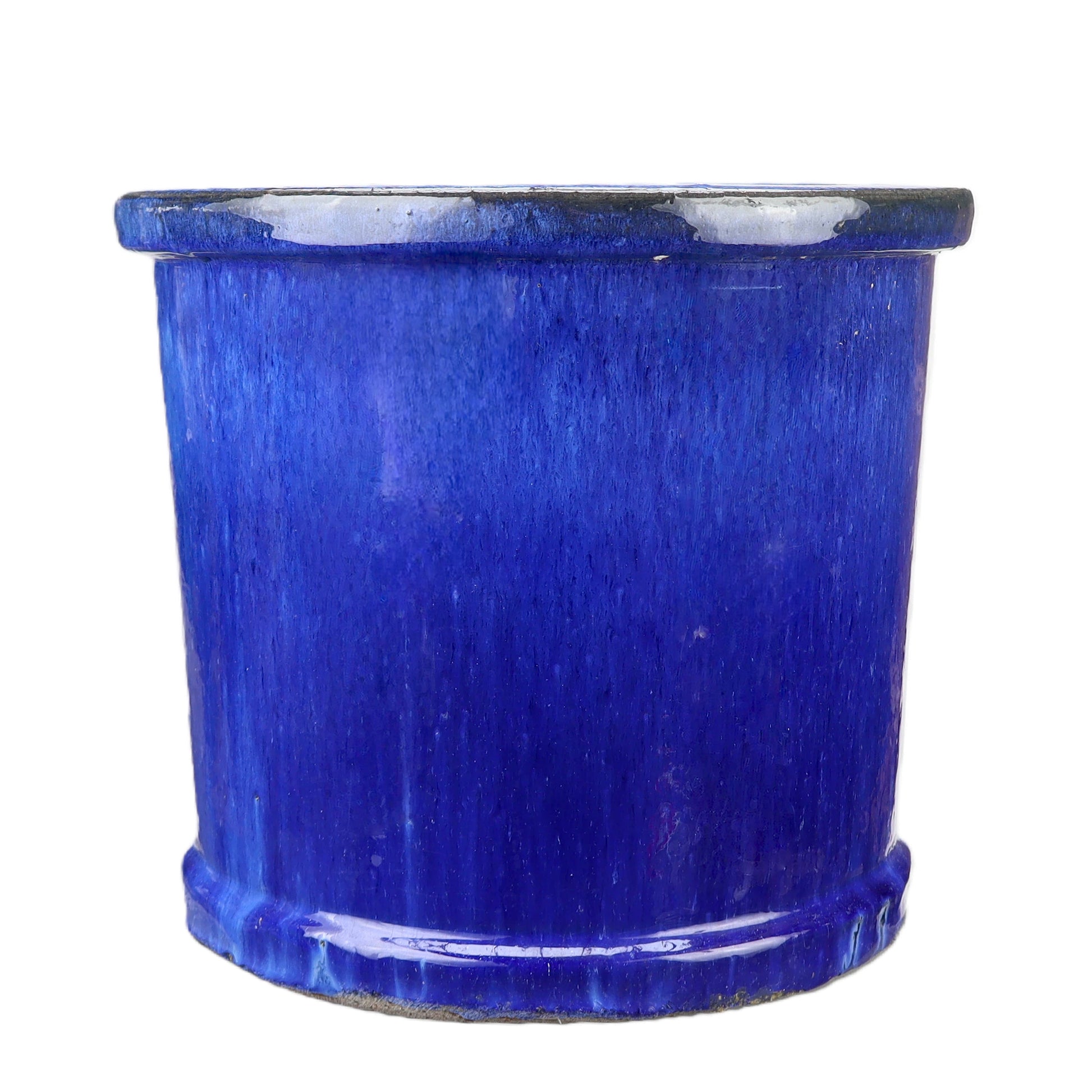 Blumentopf / Pflanzgefäß „Zylinder“ – Glasierter Steinguttopf Blau 20x17 cm, frostfest & handgefertigt - tucano-hamburg