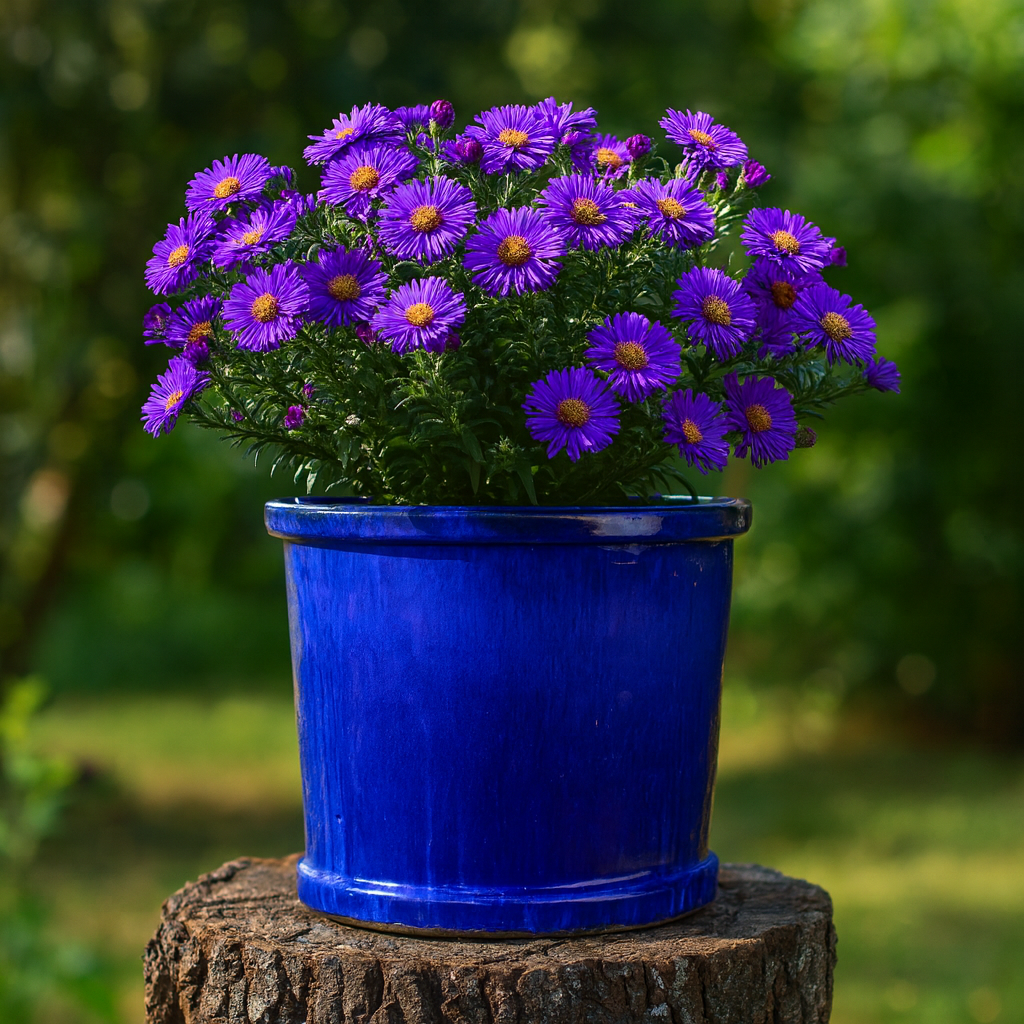 Blumentopf / Pflanzgefäß „Zylinder“ – Glasierter Steinguttopf Blau 20x17 cm, frostfest & handgefertigt - tucano-hamburg