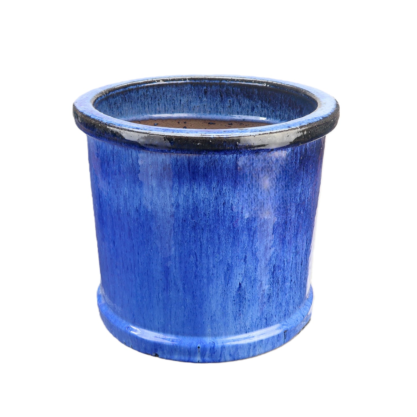 Blumentopf / Pflanzgefäß „Zylinder“ – Glasierter Steinguttopf Blau 20x17 cm, frostfest & handgefertigt - tucano-hamburg