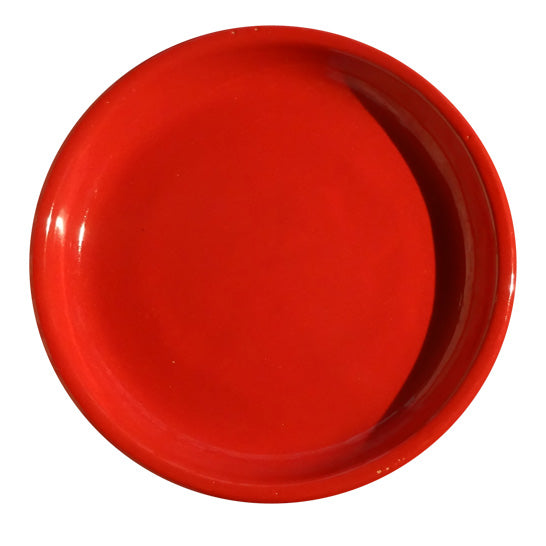 Rot glasierter Teller / Untersetzer aus frostfestem Steinzeug